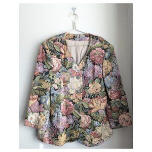 Vintage no brand floral tapestry blazer